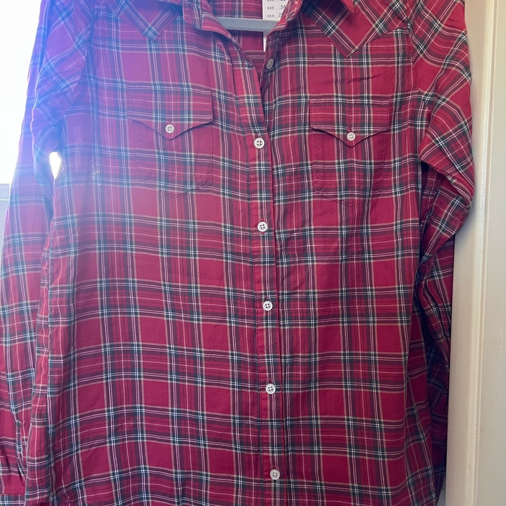 Brandy Melville Red  Plaid button down shirt BNWT